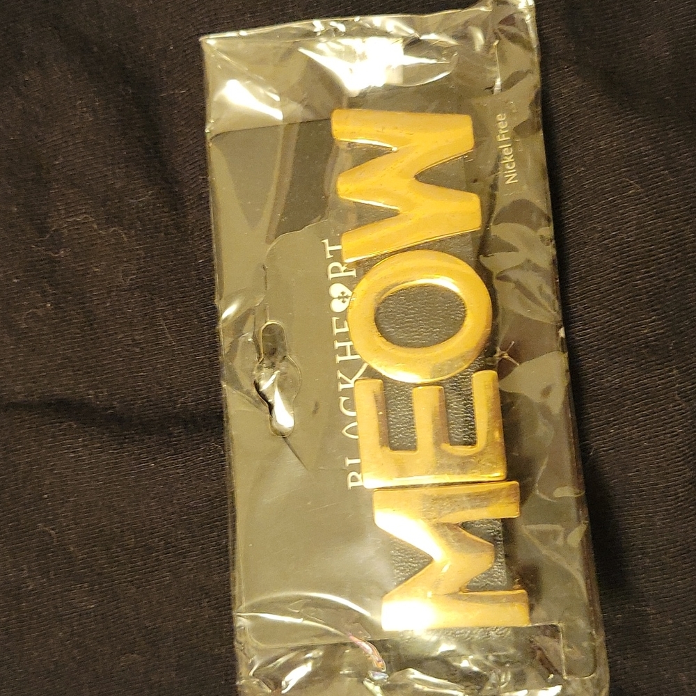 MEOW gold and black synthetic leather bracelet
